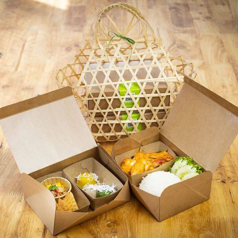 อาหารกล่องสวยๆ_basket_CraftBox อาหารกล่อง สวยๆ ในตะกร้า ไม้ไผ่สาน